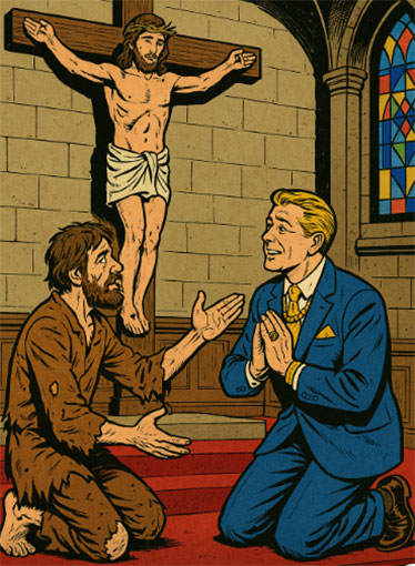 Un rico pidiendo perdón a un pobre