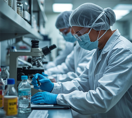 Médicos investigando en un laboratorio