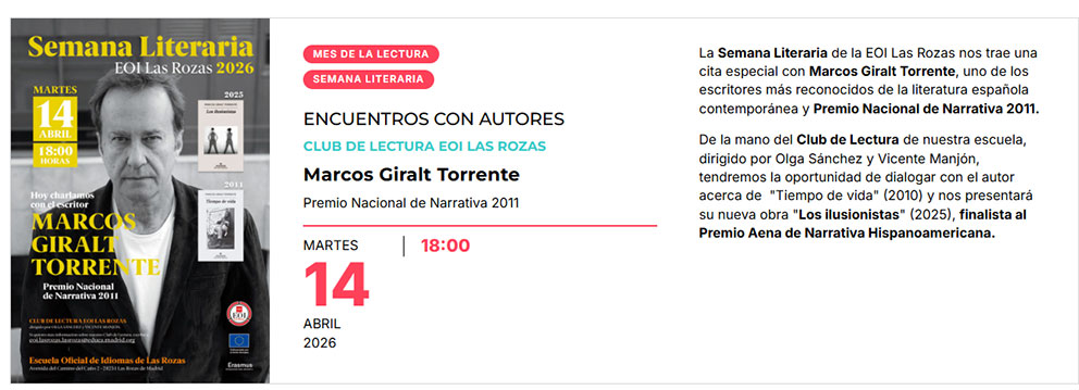 MARCOS GIRALT TORRENTE EN EL CLUB DE LECTURA 1 cartel
